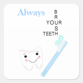 Toothbrush and Tooth with Message Square Sticker