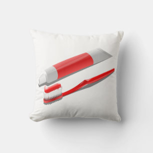 Toothbrush And Toothpaste Throw Pillow