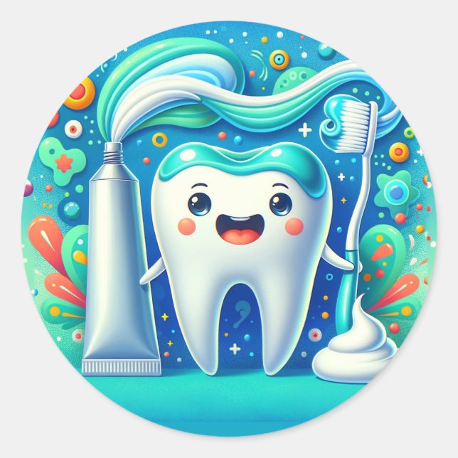 Toothbrush, Dental Dentist Classic Round Sticker (Front)