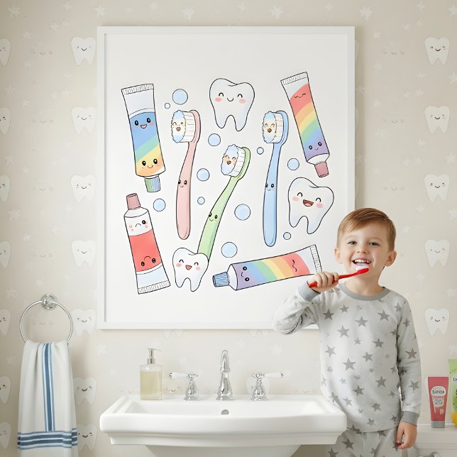 Toothbrush Party Kids Bathroom Wall Art (Creator Uploaded)
