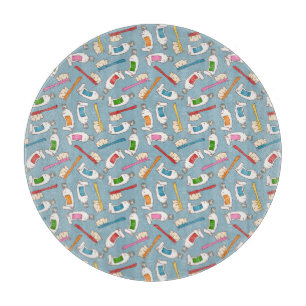 Toothbrush & Toothpaste Pattern Cutting Board
