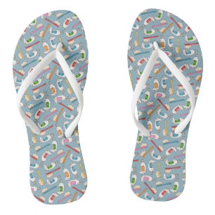 Toothbrush & Toothpaste Pattern Flip Flops