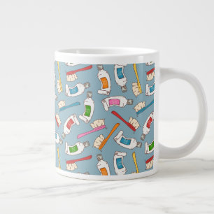 Toothbrush & Toothpaste Pattern Large Coffee Mug