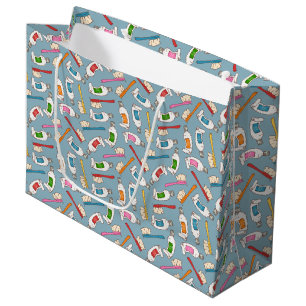 Toothbrush & Toothpaste Pattern Large Gift Bag