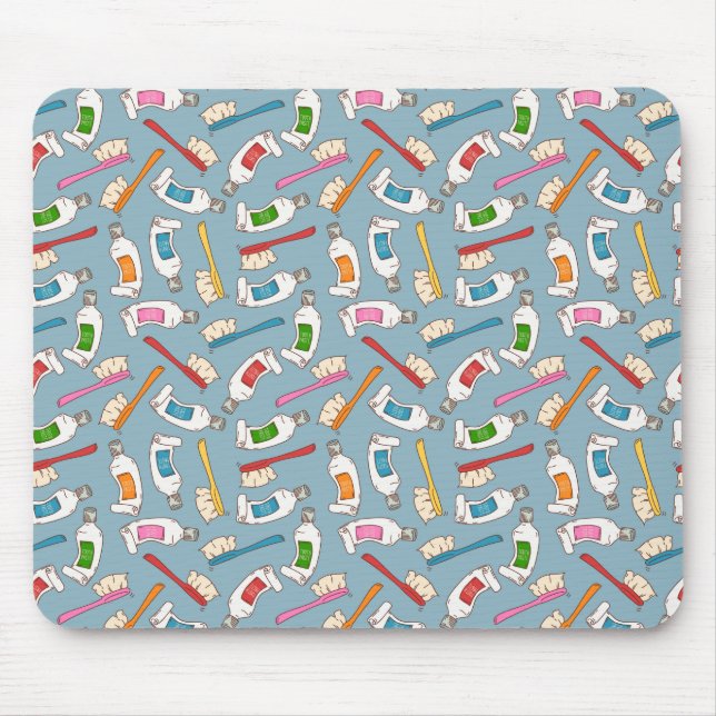 Toothbrush & Toothpaste Pattern Mouse Pad (Front)