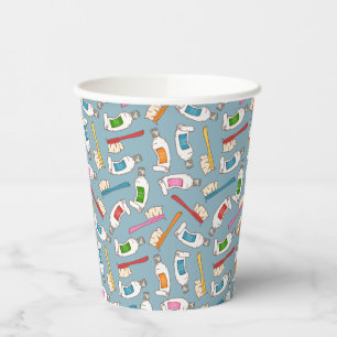 Toothbrush & Toothpaste Pattern Paper Cups