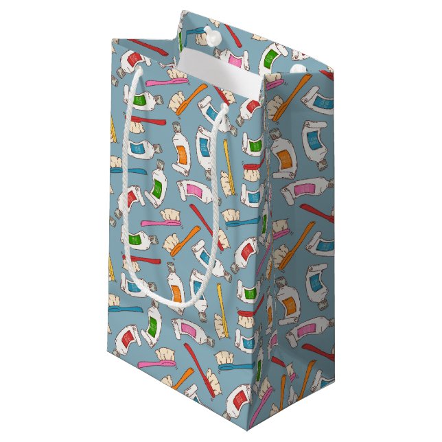 Toothbrush & Toothpaste Pattern Small Gift Bag (Front Angled)