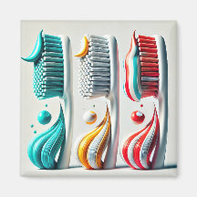 Toothbrush Trio. Minimalist Art for Dental Clinic