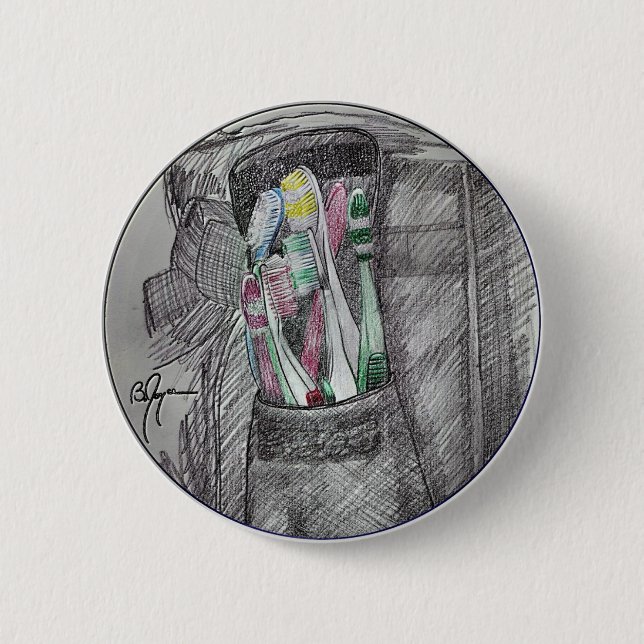 Toothbrushes 2 inch round button (Front)