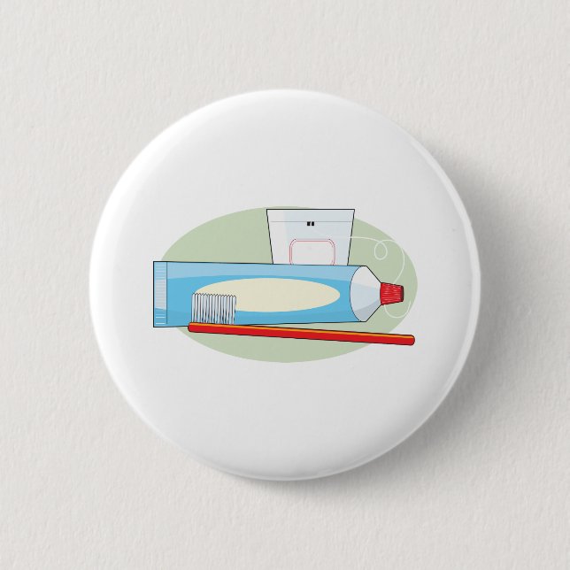 Toothpaste and Brush 2 Inch Round Button (Front)