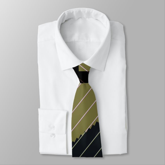 Toothy Crocodile Modern Striped Pattern Tie (Tied)