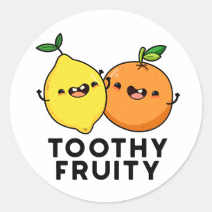 Toothy Fruity Funny Fruit Pun  Classic Round Sticker