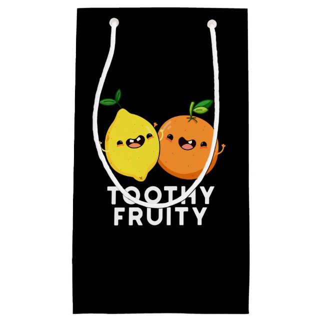 Toothy Fruity Funny Fruit Pun Dark BG Small Gift Bag (Front)