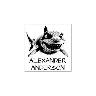 Toothy Shark Personalize Rubber Stamp