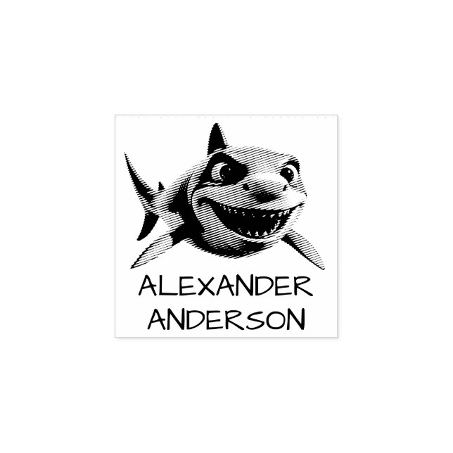 Toothy Shark Personalize Rubber Stamp (Imprint)
