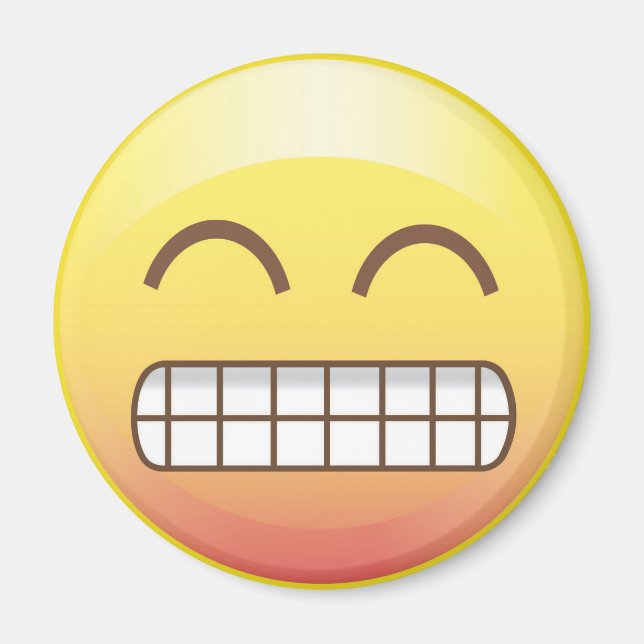 Toothy Smile Yellow Emoji Magnet (Front)