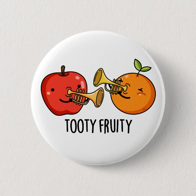 Tooty Fruity Funny Fruit Musician Pun  2 Inch Round Button (Front)