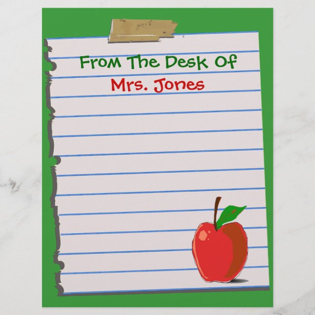 Top 10 Award! Teacher Letterhead Stationery (Front)