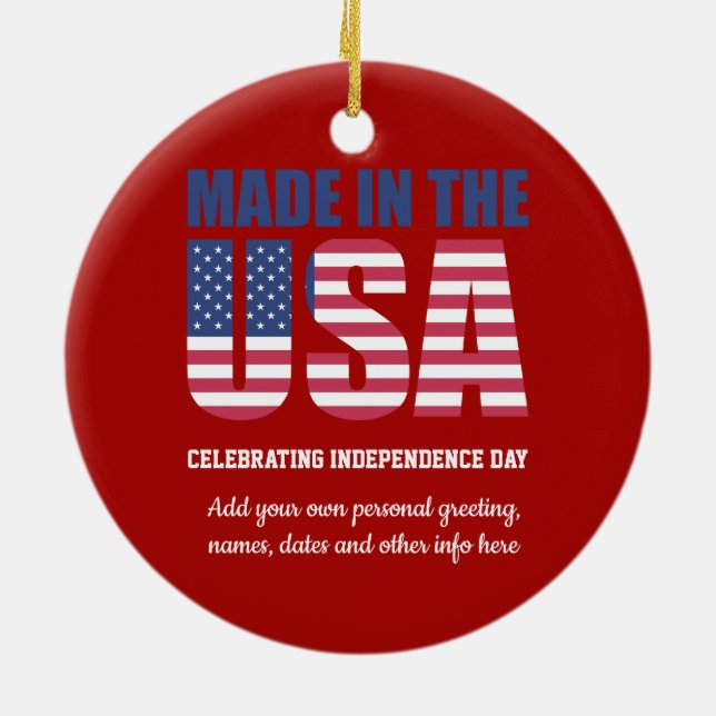 Top 10 reasons To LOVE USA Patriotic Personalized Ceramic Ornament (Back)