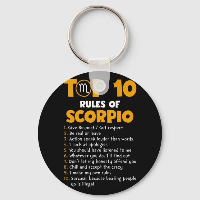 Top 10 Rules of Scorpio Birthday Gifts Keychain (Front)