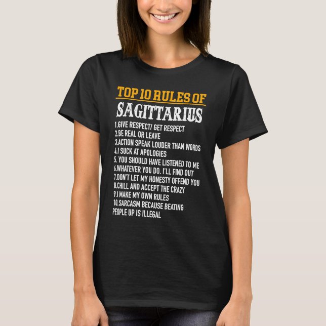 Top 10 Rules Sagittarius November 22  December 21  (Front)