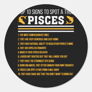 Top 10 Signs To Spot A True Pisces Classic Round Sticker