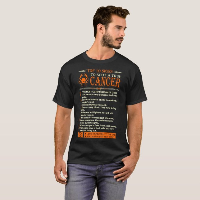Top 10 Signs To Spot True Cancer Zodiac Tshirt (Front Full)