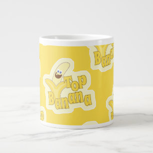 Top Banana Fun Motivational Yellow Toon Pattern Large Coffee Mug