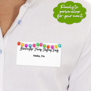 Top Border Christmas Lights Paper Label Name Tag