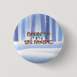 TOP Born to Ski Nordic 1 Inch Round Button