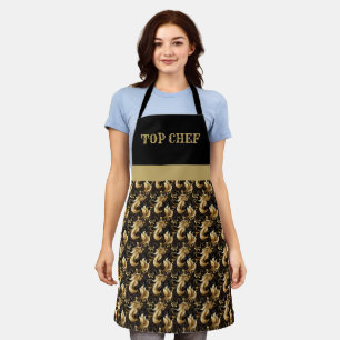 "Top Chef" Marbleized Decorative Black Gold Apron