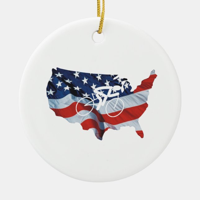 TOP Cycling in the USA Ceramic Ornament (Front)