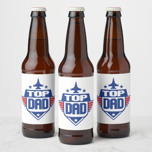 Top Dad Airplane Beer Bottle Label (Bottles)