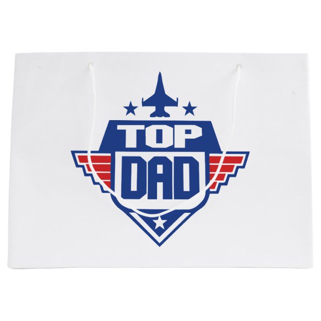 Top Dad Airplane Large Gift Bag (Front)