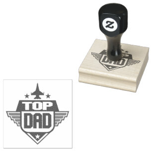 Top Dad Airplane Rubber Stamp