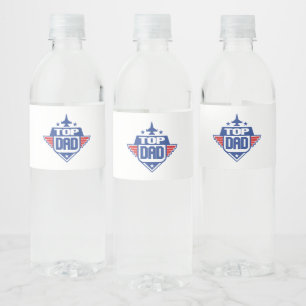 Top Dad Airplane Water Bottle Label