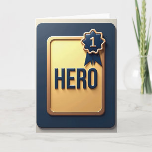 Top Dad Hero Award Navy Star Card