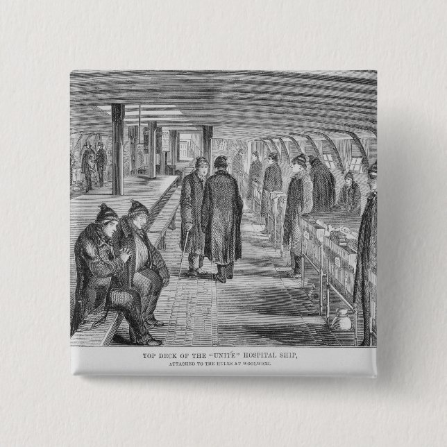 Top Deck of the 'Unite' Hospital Ship Attached to 2 Inch Square Button (Front)