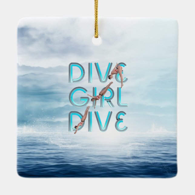 TOP Dive Girl Dive Ceramic Ornament (Back)