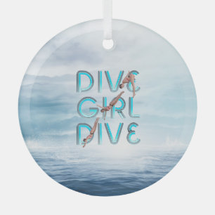 TOP Dive Girl Dive Dive Ornement en verre