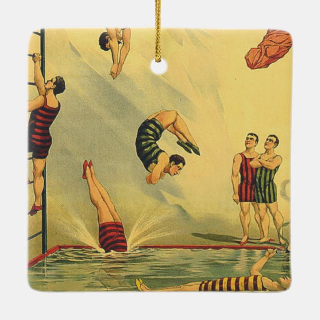 TOP Diving Old School Ceramic Ornament (Back)