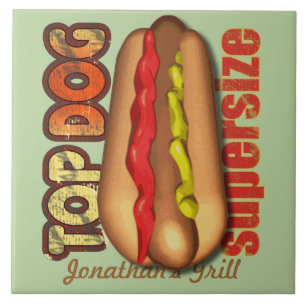 Top Dog Hotdog Personalized Tile