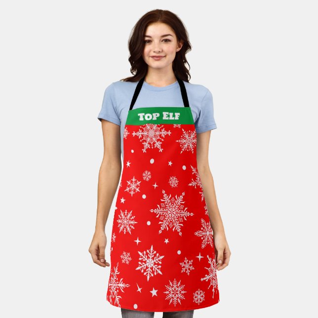 "Top Elf" Christmas Holiday Apron (Worn)