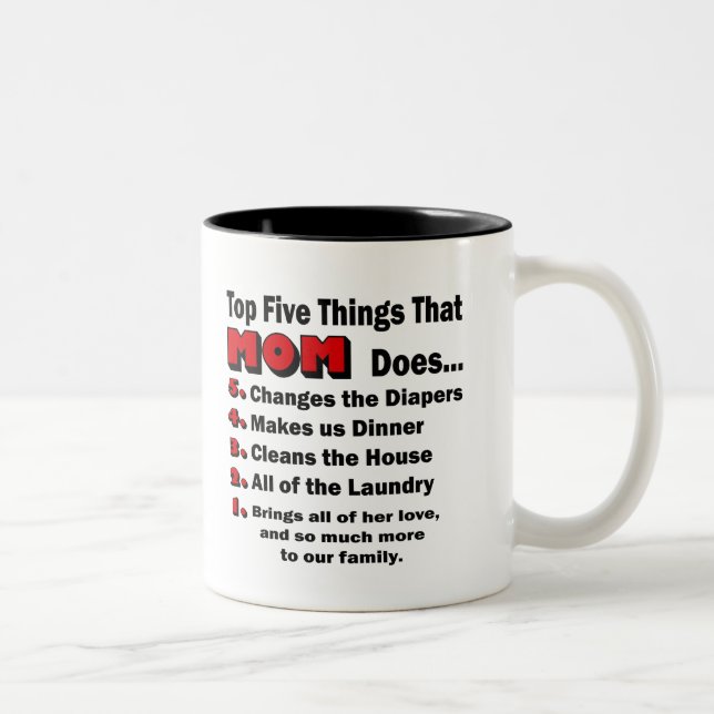 Top Five Things That Mom Does Mug (Right)