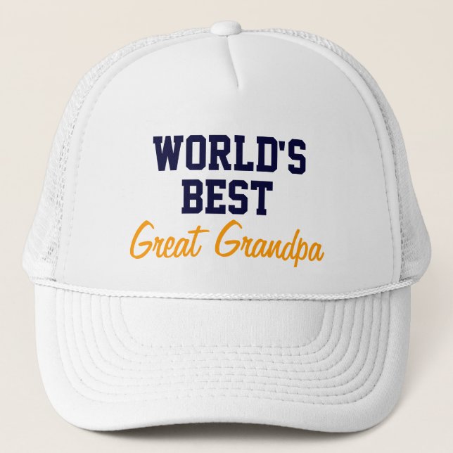 Top Gift!! World's best great grandpa cap/ hat (Front)