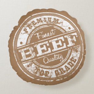 Top Grade Beef - Dark Colours Round Pillow