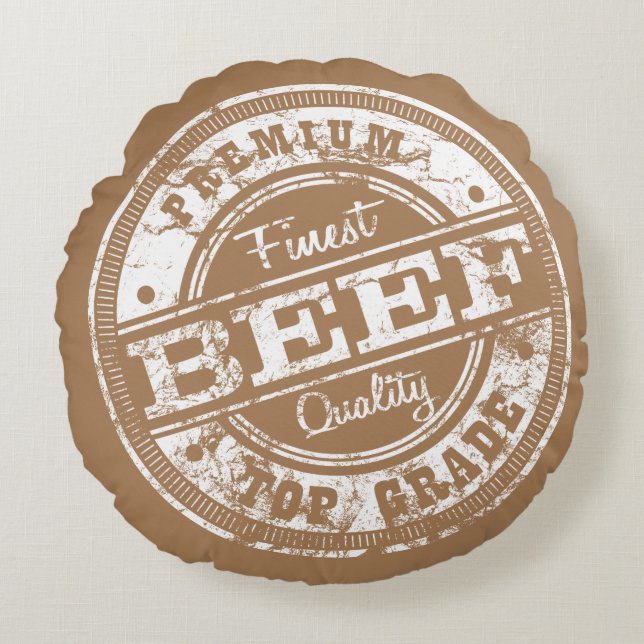 Top Grade Beef - Dark Colours Round Pillow (Front)