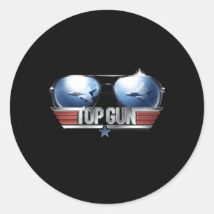 Top Gun Aviator Sunglasses Reflection Classic Round Sticker