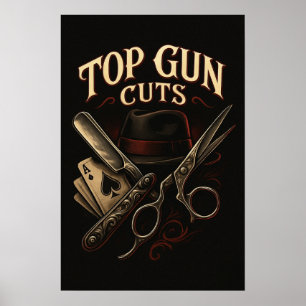 Top Gun Cuts Gangster Logo Poster