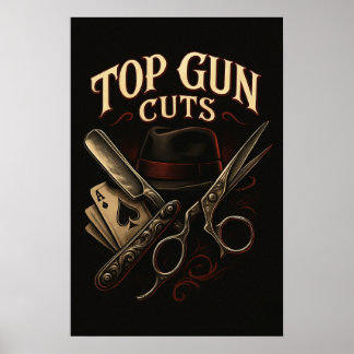 Top Gun Cuts Gangster Logo Poster